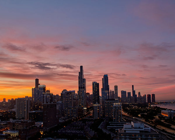Sunset In South Loop, Chicago Illinois Photography Print