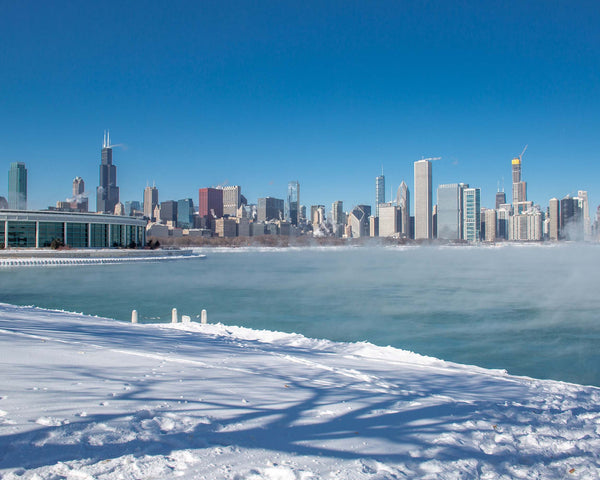 Winter Steam Rising Off Lake Michigan, Chicago Illinois Fine Art Photography Print