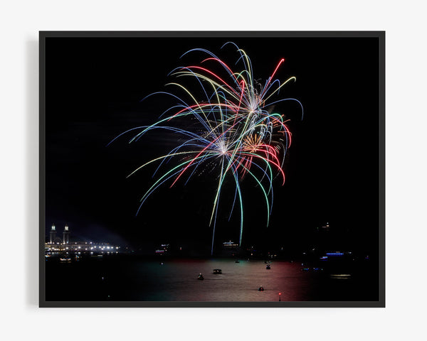 Navy Pier Fireworks On Lake Michigan, Chicago Illinois Fine Art Photography Print