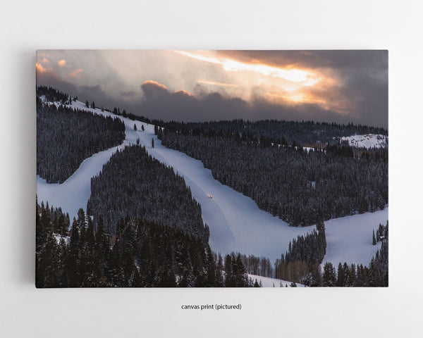 Snow Groomer On Game Creek Bowl, Vail Colorado Fine Art Photography Print