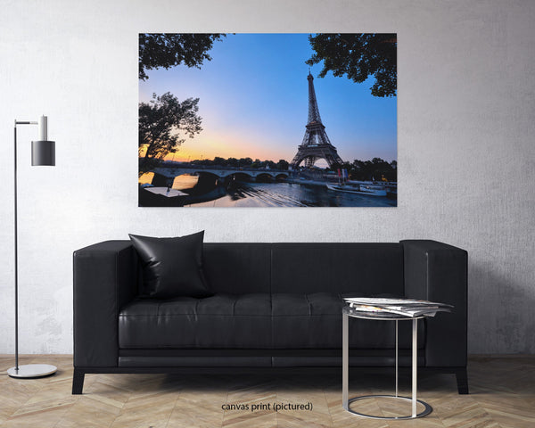 Eiffel Tower On River Siene At Sunrise, Paris France Fine Art Canvas Print