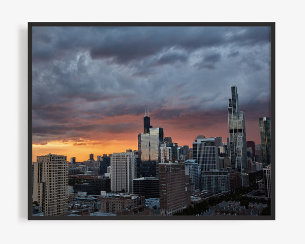 South Loop Neighborhood, At Sunset, Chicago Illinois Photography Print