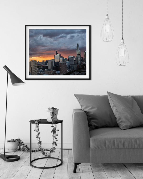 South Loop Neighborhood, At Sunset, Chicago Illinois Photography Print