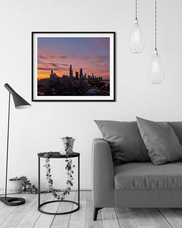 Sunset In South Loop, Chicago Illinois Photography Print