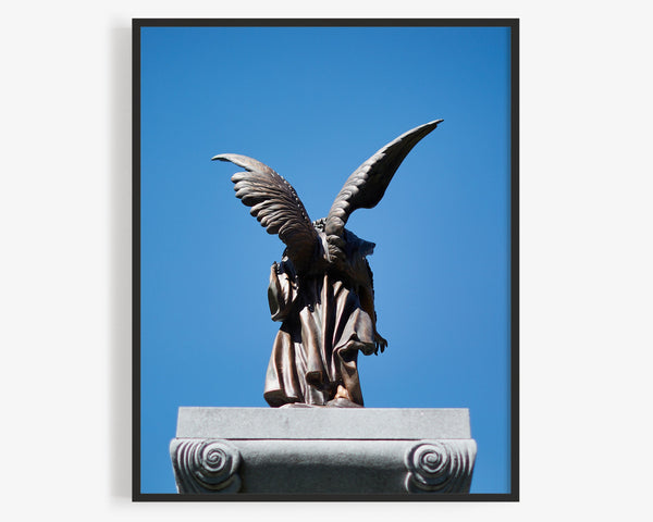 Angel Wings Statue at Spring Grove Cemetery, Angel Photography Print