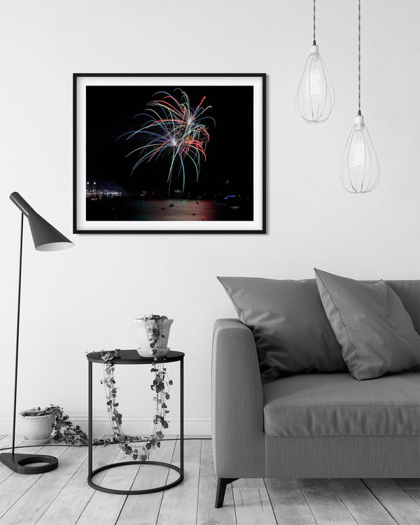 Navy Pier Fireworks On Lake Michigan, Chicago Illinois Fine Art Photography Print