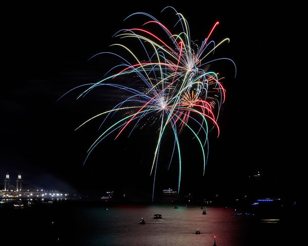 Navy Pier Fireworks On Lake Michigan, Chicago Illinois Fine Art Photography Print