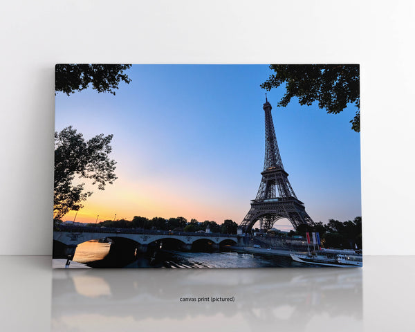 Eiffel Tower On River Siene At Sunrise, Paris France Fine Art Canvas Print