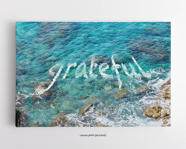 Grateful Quote In Caribbean Ocean, St. John USVI Fine Art Photography Print