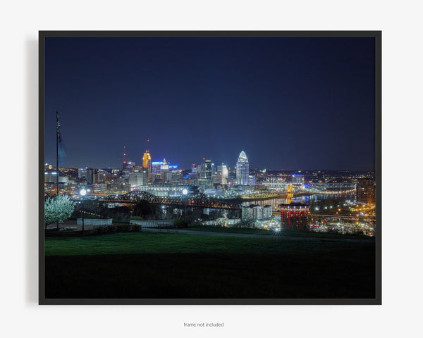 Cincinnati Cityscape At Night, Cincinnati Fine Art Photography Print