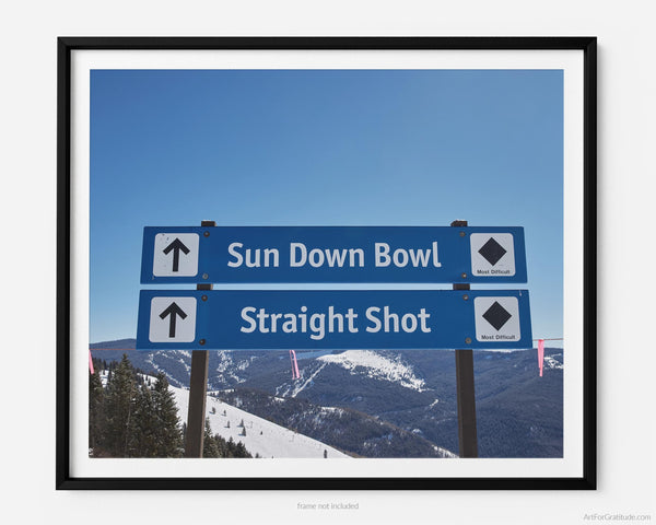 Black Diamond Ski Run Signs, Vail Colorado Fine Art Photography Print