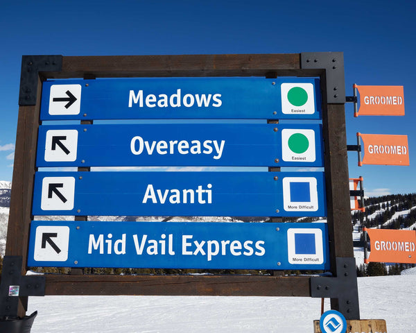 Ski Hill Signs At Vail Ski Resort, Vail Colorado Fine Art Photography Print