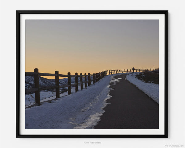 Runner On Winding Road At Sunset, Avon Colorado Fine Art Photography Print