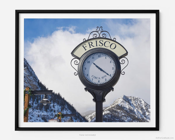 Frisco Clock On Main Street, Frisco Colorado Fine Art Photography Print