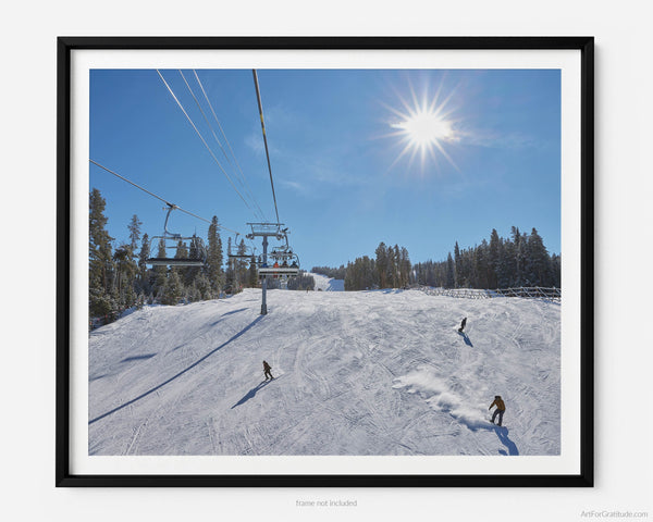 Skiers From Wildwood Express Lift, Vail Colorado Fine Art Photography Print