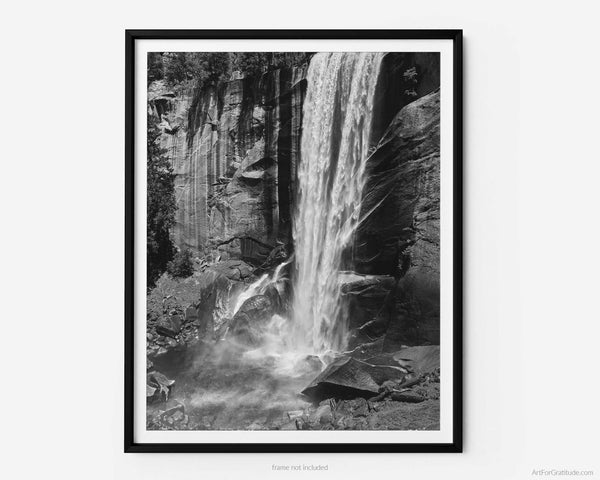Vernal Falls On The Mist Trail, Yosemite Black And White Fine Art Photography Print