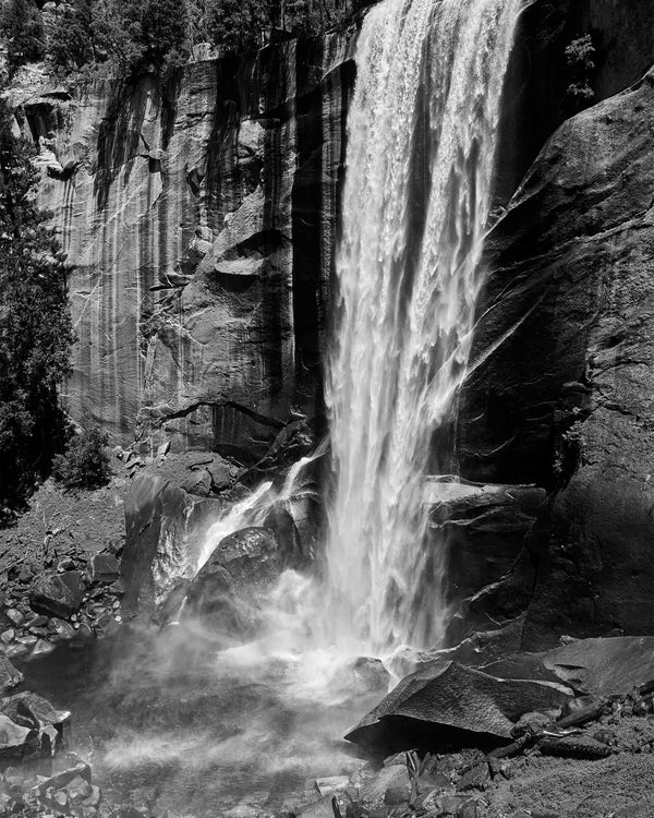 Vernal Falls On The Mist Trail, Yosemite Black And White Fine Art Photography Print