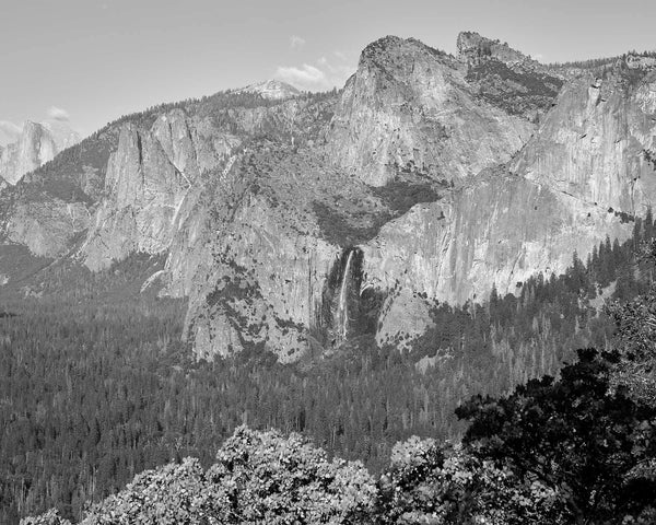 Bridalveil Falls from Inspiration/Artist Point, Yosemite Park Black & White Fine Art Photography Print