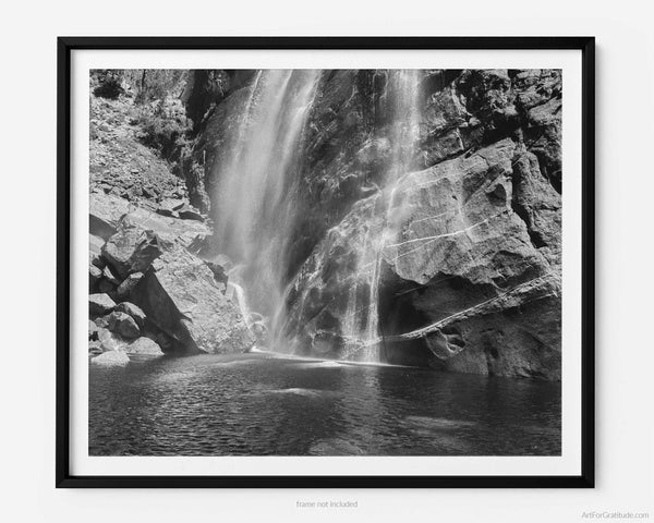 Lower Yosemite Falls Pool Of Water, Yosemite Black And White Fine Art Photography Print