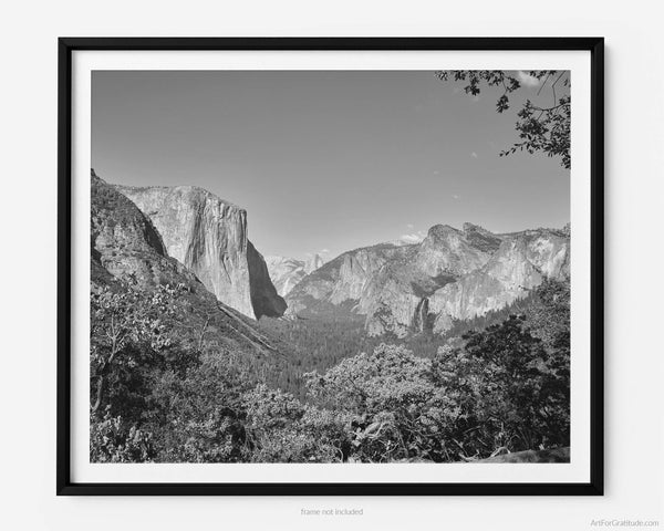 Yosemite Valley from Inspiration/Artist Point, Yosemite Black & White Fine Art Photography Print