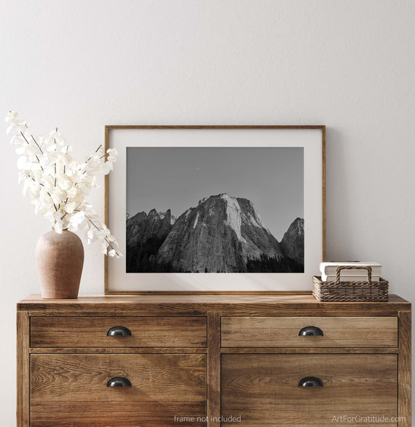Cathedral Rock & Cathedral Spires, Yosemite Black And White Fine Art Photography Print