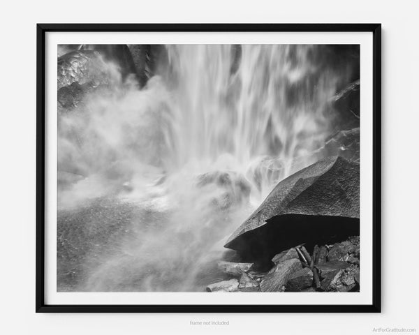 Vernal Falls Long Exposure, Yosemite Black And White Fine Art Photography Print