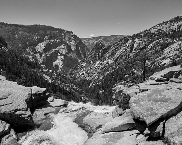 Top Of Nevada Fall On Mist Trail, Yosemite Black And White Fine Art Photography Print