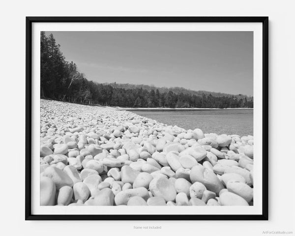 Schoolhouse Beach, Door County Black & White Fine Art Photography Print