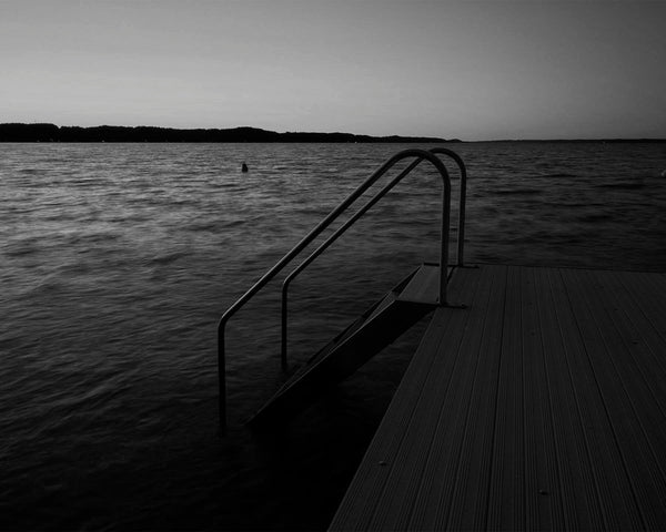 Torch Lake Boat Dock Ladder, Torch Lake Michigan Black And White Fine Art Photography Print