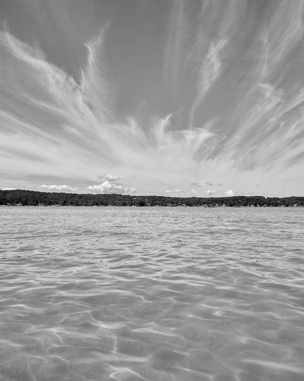 Torch Lake Sandbar, Torch Lake Michigan Black And White Fine Art Photography Print