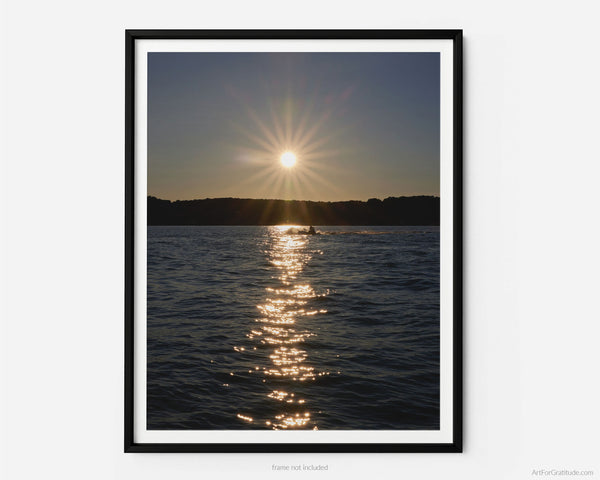 Torch Lake At Sunset With Jet Ski, Torch Lake Michigan Fine Art Photography Print
