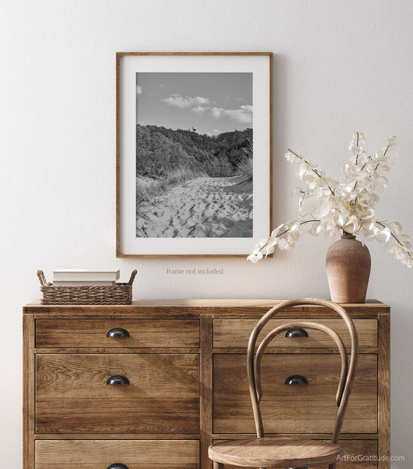 Mount Baldhead Trail in Fall, Saugatuck Michigan Black And White Fine Art Photography Print