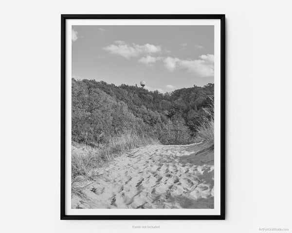 Mount Baldhead Trail in Fall, Saugatuck Michigan Black And White Fine Art Photography Print