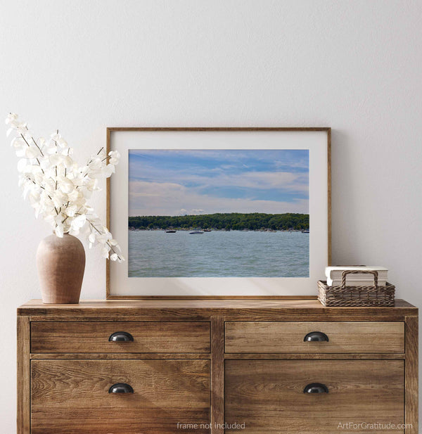 Torch Lake Sandbar And Boats, Torch Lake Michigan Fine Art Photography Print