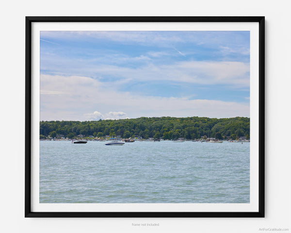 Torch Lake Sandbar And Boats, Torch Lake Michigan Fine Art Photography Print