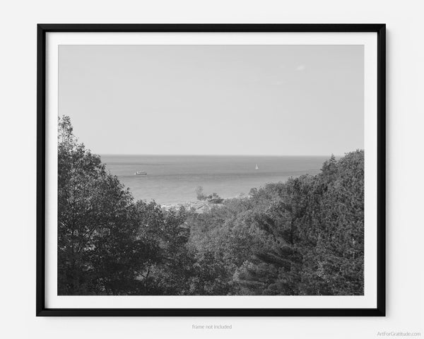 Fall On Lake Michigan, Saugatuck Michigan Black And White Fine Art Photography Print