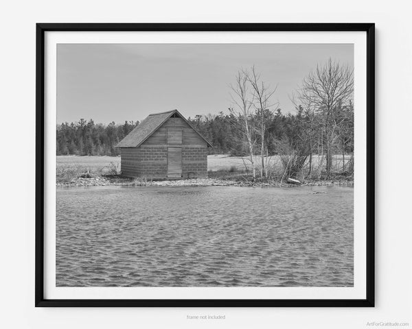 Rustic Jackson Harbor House, Door County Black And White Fine Art Photography Print