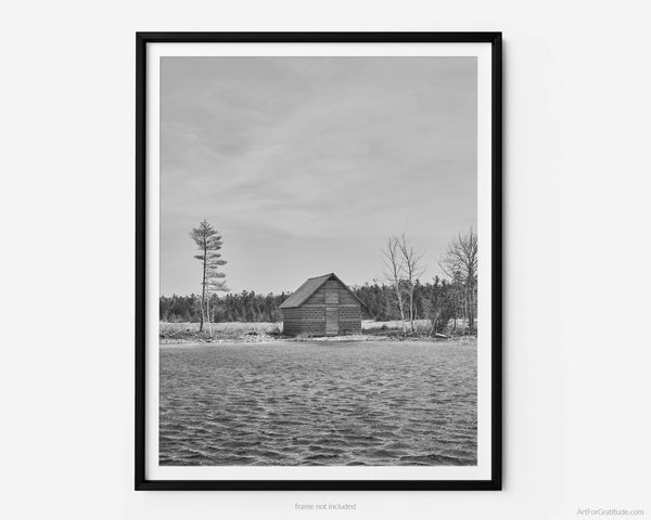 Rustic Jackson Harbor House, Door County Wisconsin Black And White Fine Art Photography Print