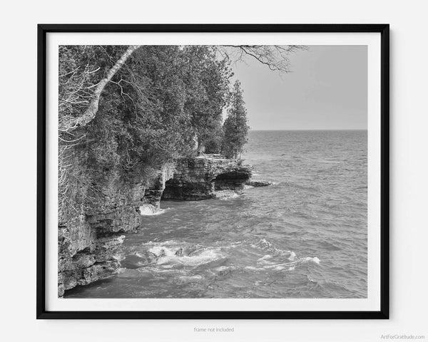 Cave Point, Door County Black & White Fine Art Photography Print