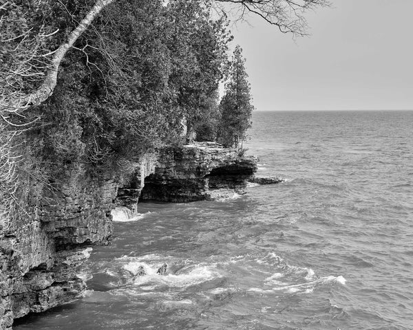 Cave Point, Door County Black & White Fine Art Photography Print