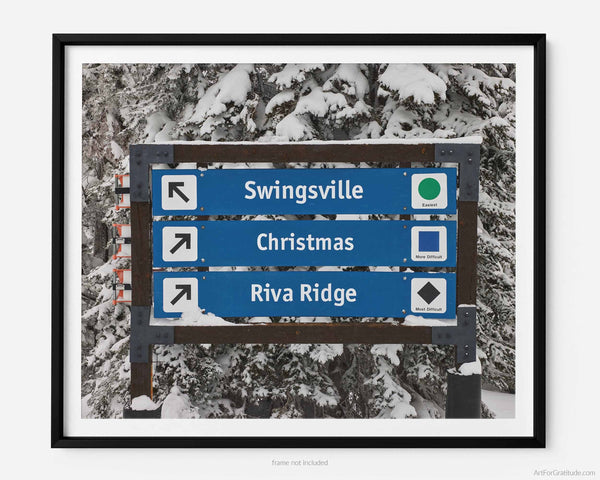 Ski Run Signs For Swingsville And Riva Ridge, Vail Colorado Fine Art Photography Print