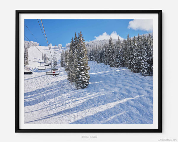 View Off Game Creek Express Ski Lift, Vail Colorado Fine Art Photography Print