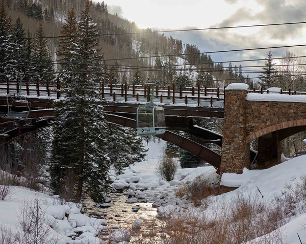 Eagle Bahn Gondola Over Gore Creek At Vail Ski Resort, Vail Colorado Fine Art Photography Print