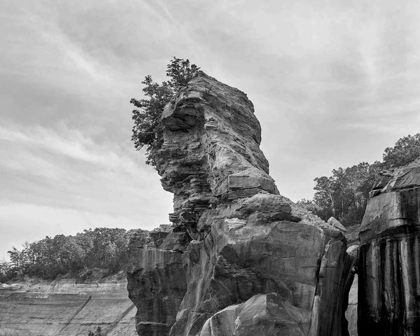 Kissing Rock, Pictured Rocks Michigan Black And White Fine Art Photography Print