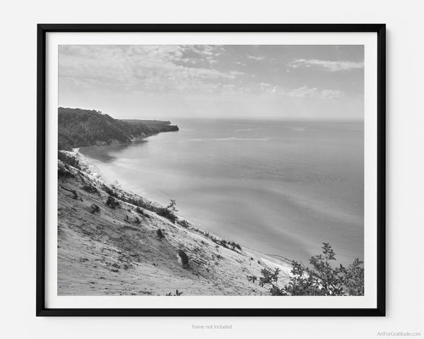 Log Slide Overlook, Pictured Rocks Michigan Black And White Fine Art Photography Print