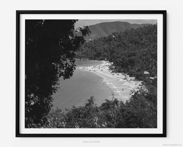 Cinnamon Bay Beach, St. John USVI Black And White Fine Art Photography Print