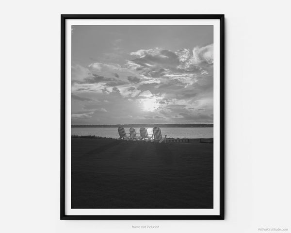 Harbor Town Golf Course 18th Hole At Sunset, Hilton Head Island Black And White Fine Art Photography Print, In Sea Pines, Art For Gratitude