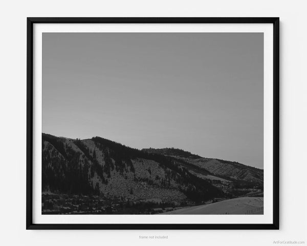 Bachelor Gulch Winter Sunset, Avon Colorado Black And White Fine Art Photography Print, Art For Gratitude