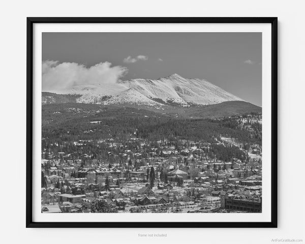 View of Breckenridge From Overlook, Breckenridge Colorado Black And White Fine Art Photography Print, Art For Gratitude