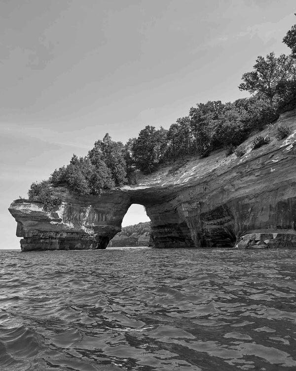 Lover's Leap, Pictured Rocks Michigan Black And White Fine Art Photography Print